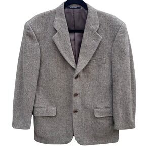 Maestro LG Fashion Mens Brown Herringbone 100% Wool 3-Button Blazer Sport Coat
